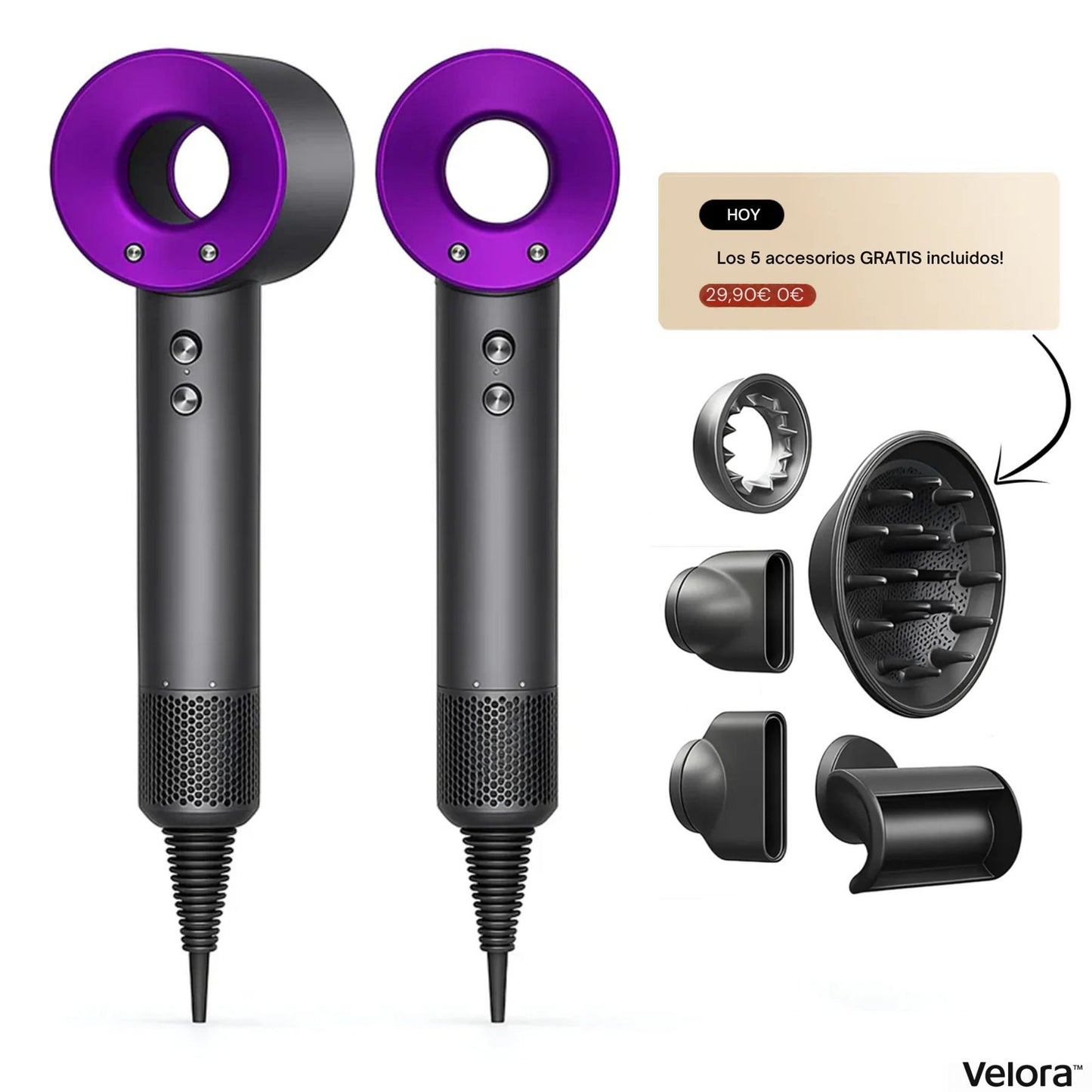 Velora AirFusion™ 5 en 1 – Secador profesional