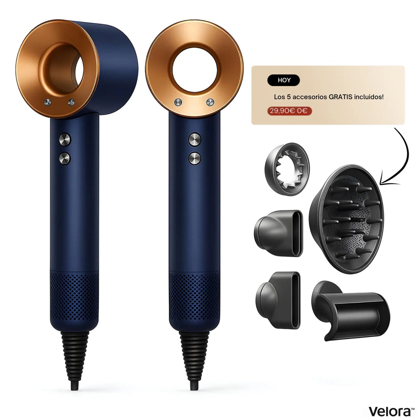 Velora AirFusion™ 5 en 1 – Secador profesional